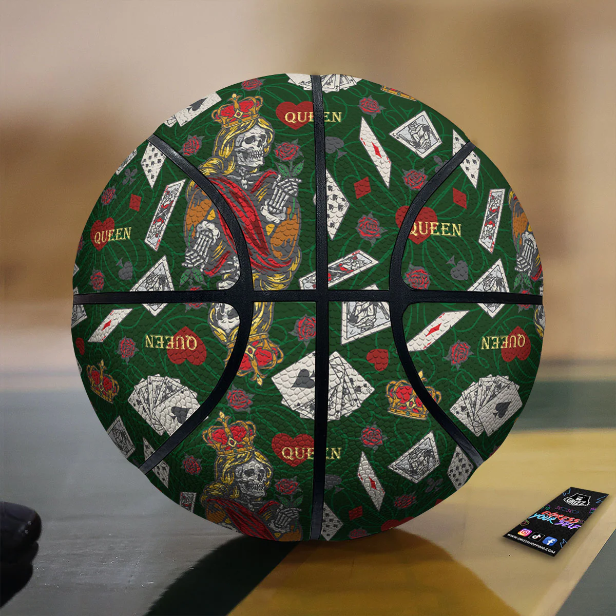 Playing Card Queen Of Spades Print Pattern Basketball