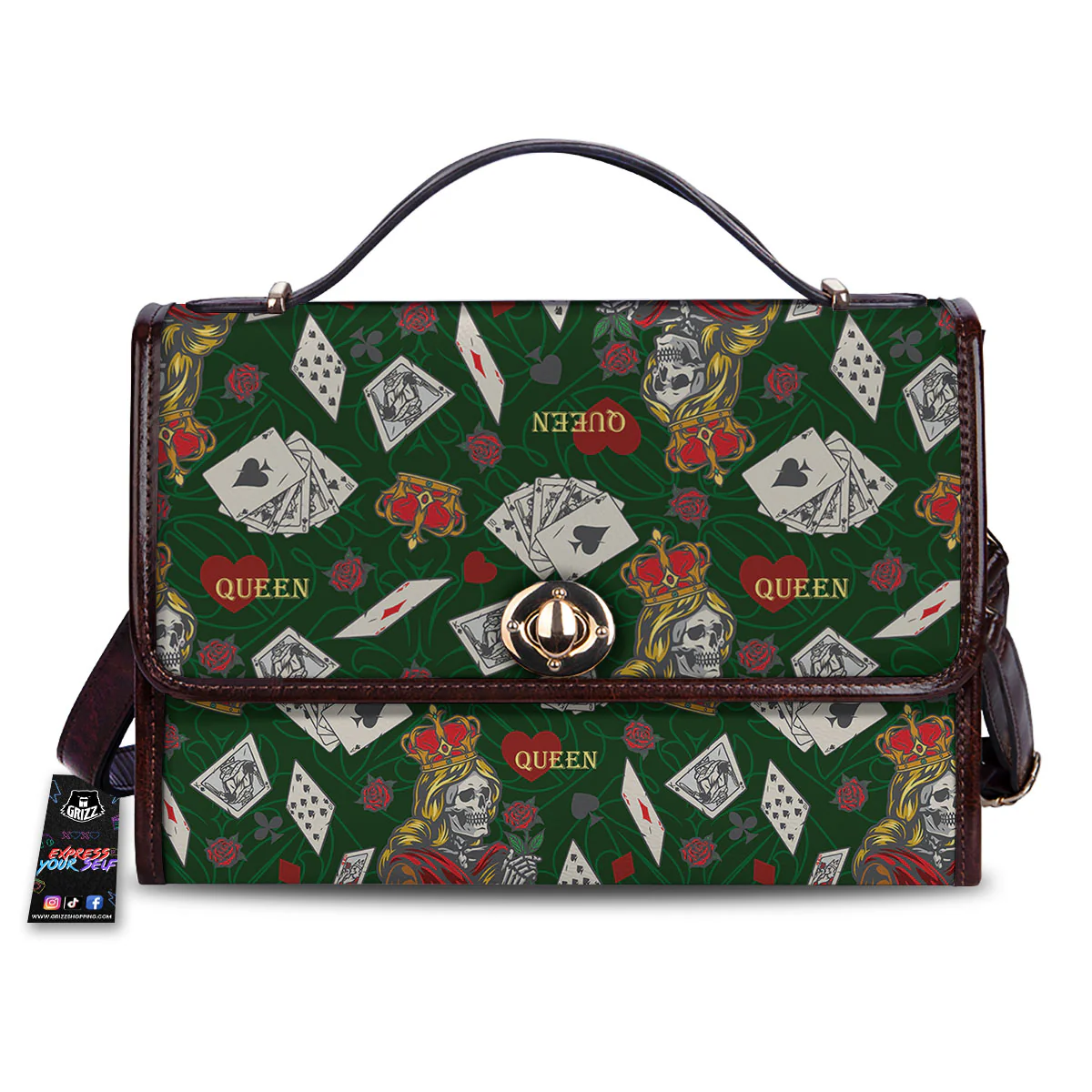 Playing Card Queen Of Spades Print Pattern Women's Satchel Bag