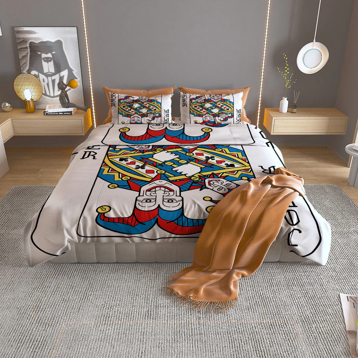 Playing Cards Joker Print Duvet Cover Bedding Set
