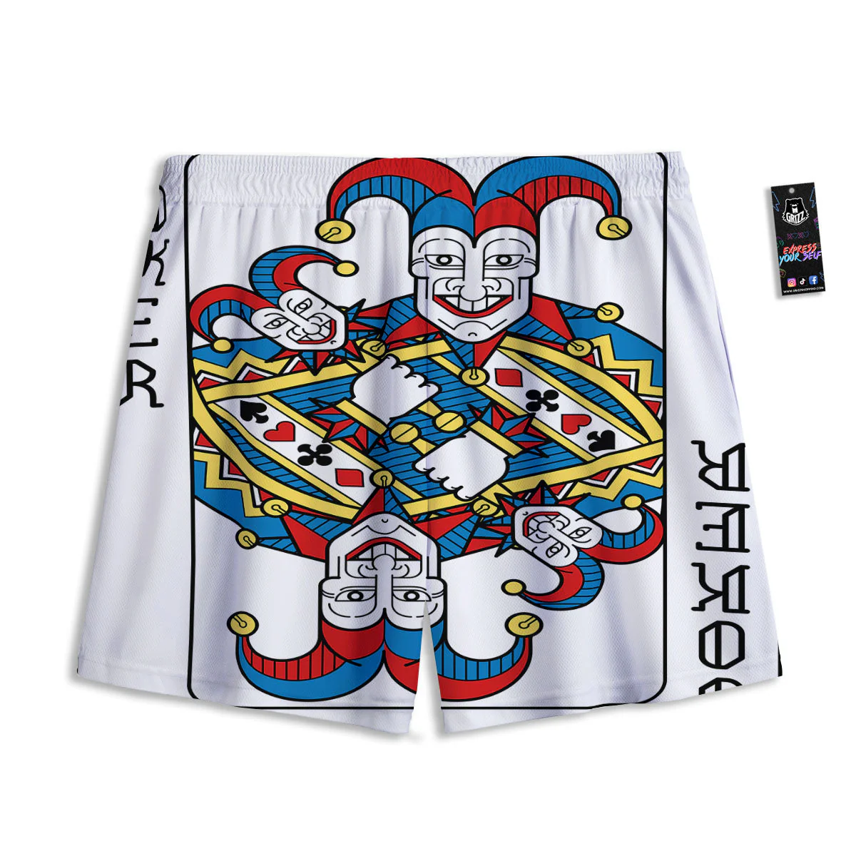 Playing Cards Joker Print Mesh Shorts - Image 2