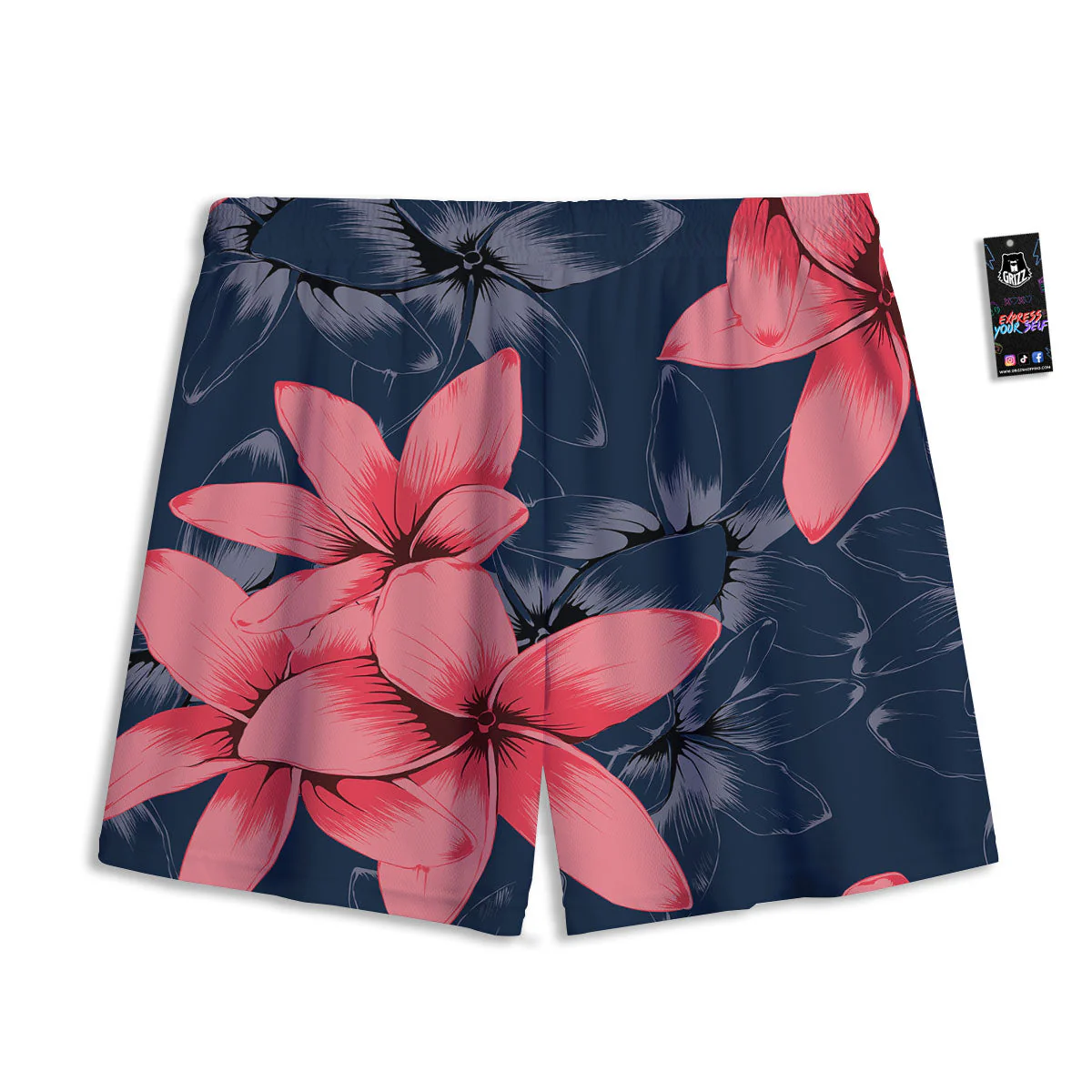 Plumeria Flower Pink Print Mesh Shorts - Image 2
