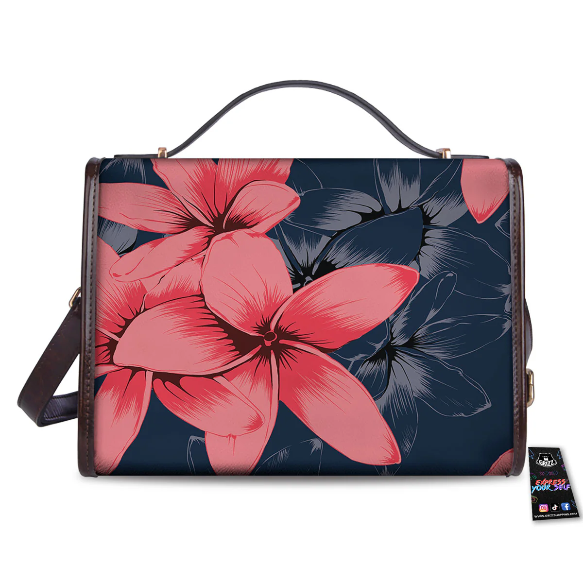 Plumeria Flower Pink Print Women's Satchel Bag - Image 2