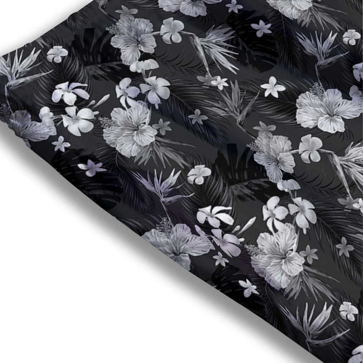 Plumeria Monochrome Print Pattern Mesh Shorts - Image 3