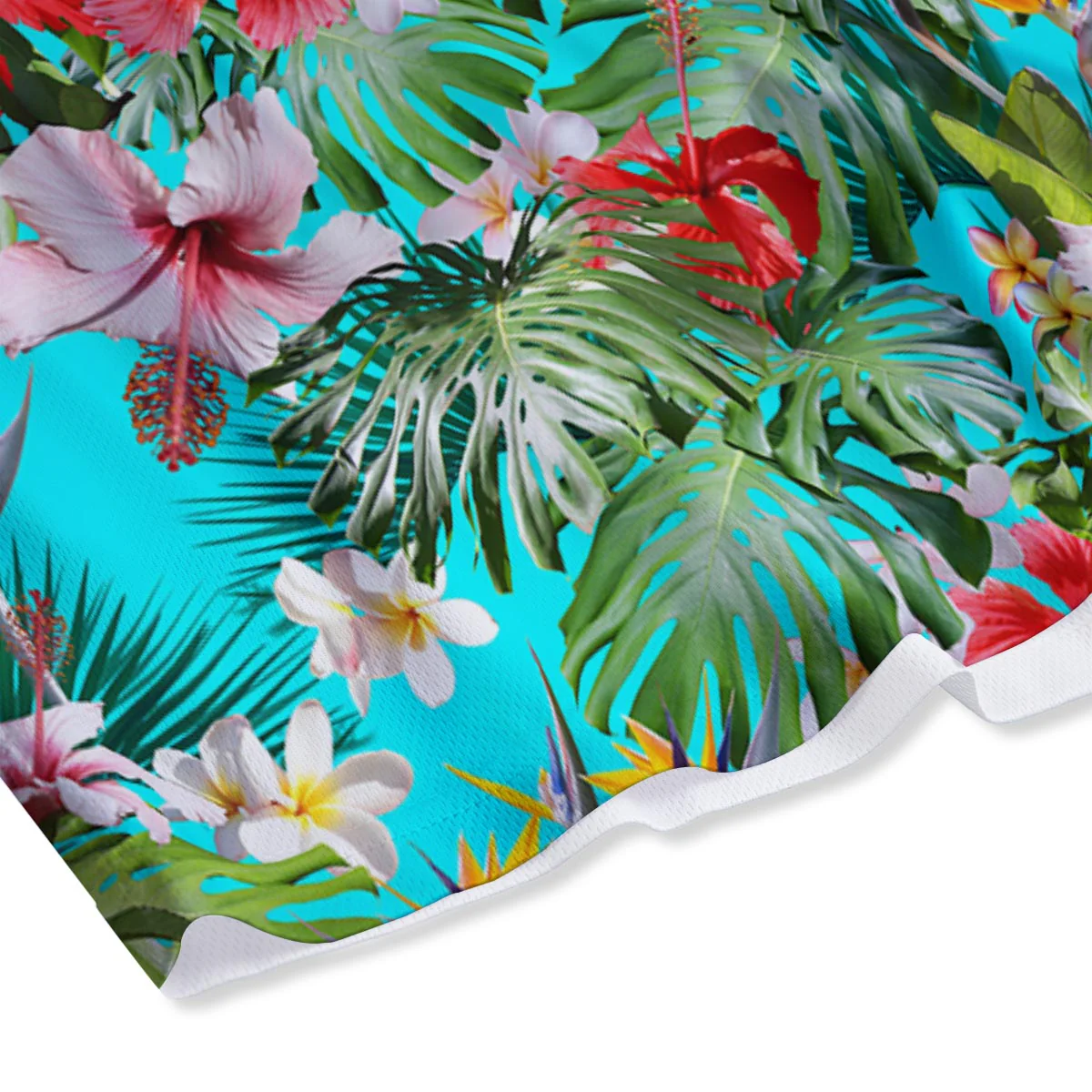 Plumeria Red Hibiscus Print Pattern Mesh Shorts - Image 4