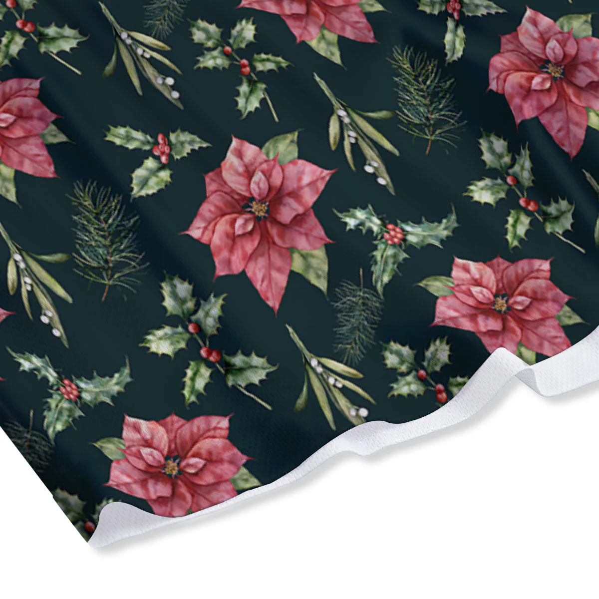 Poinsettia Christmas Watercolor Print Pattern Mesh Shorts - Image 4