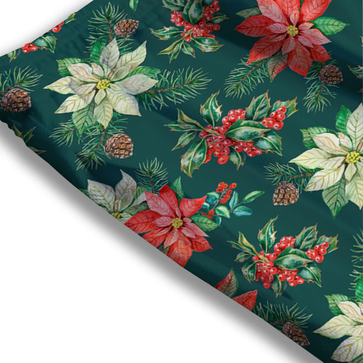 Poinsettia Watercolor Print Pattern Mesh Shorts - Image 3