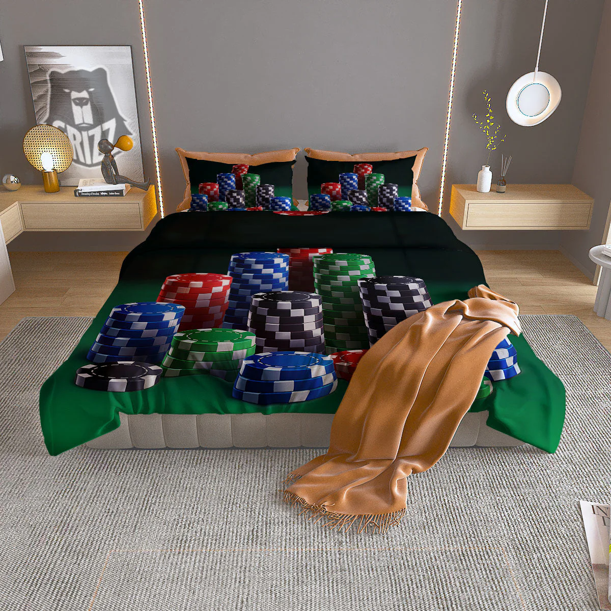 Poker Chips Print Duvet Cover Bedding Set