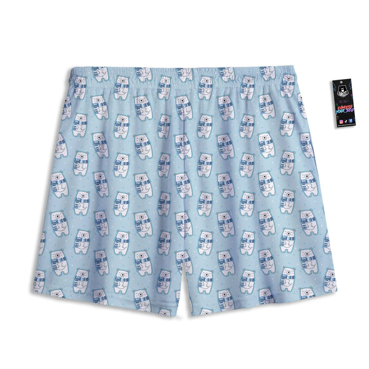 Polar Bear Cute Print Pattern Mesh Shorts - Image 2