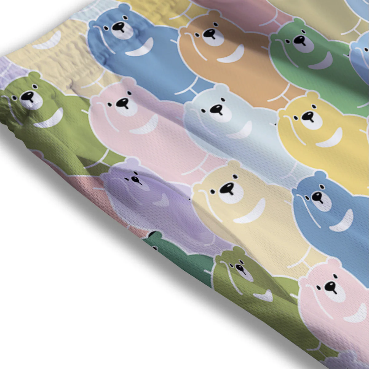 Polar Bear Pastel Print Pattern Mesh Shorts - Image 3