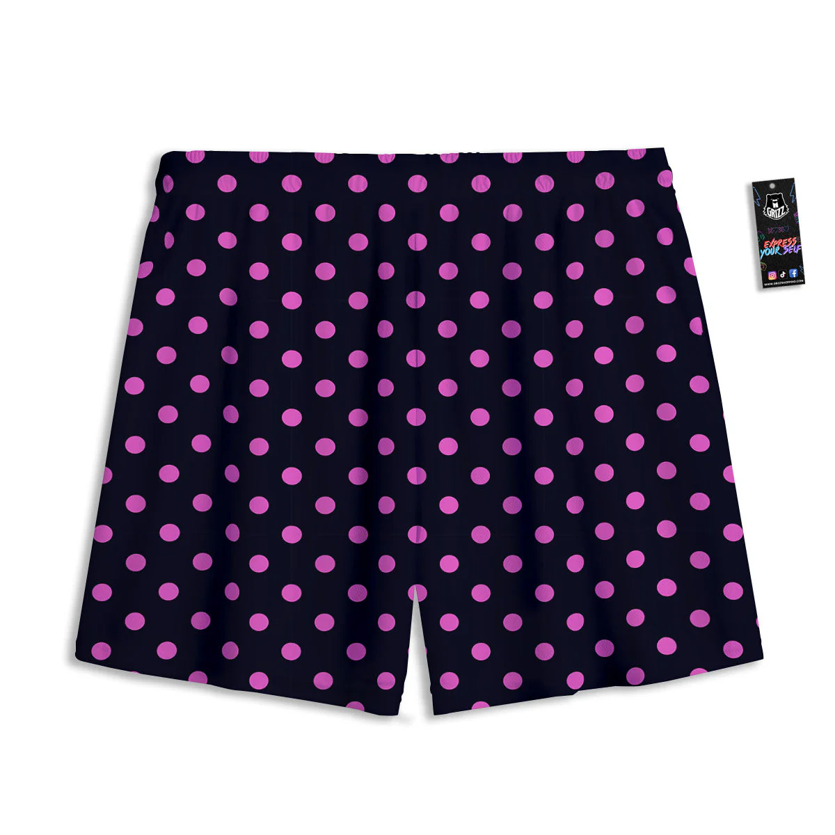 Polka Dot Black And Pink Print Pattern Mesh Shorts - Image 2