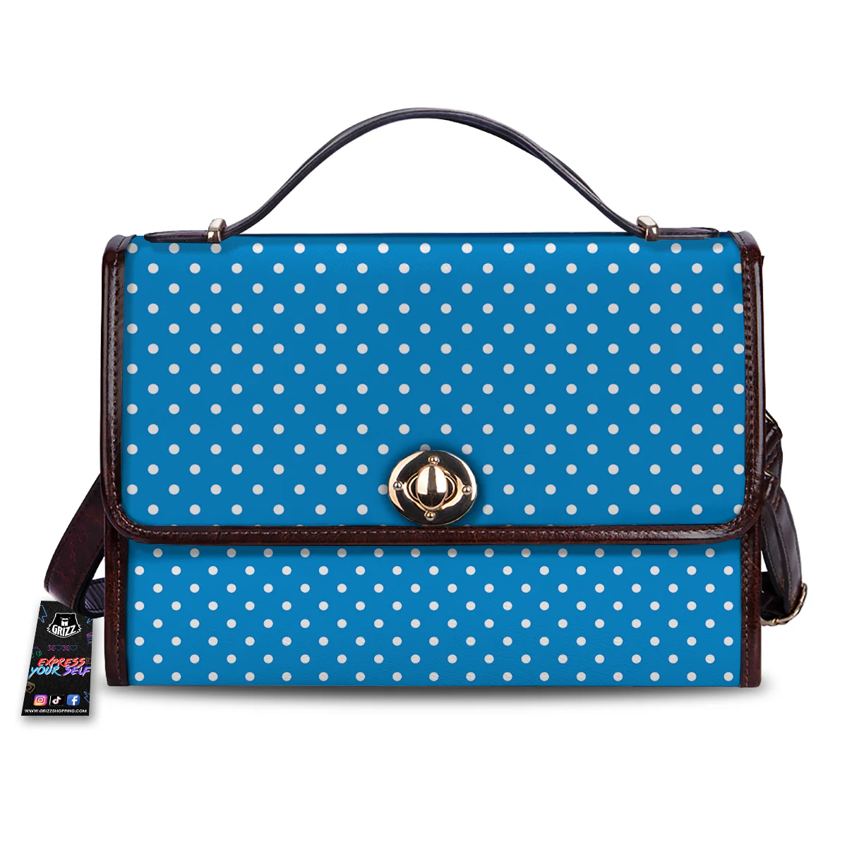 Polka Dot Blue And White Print Pattern Women's Satchel Bag