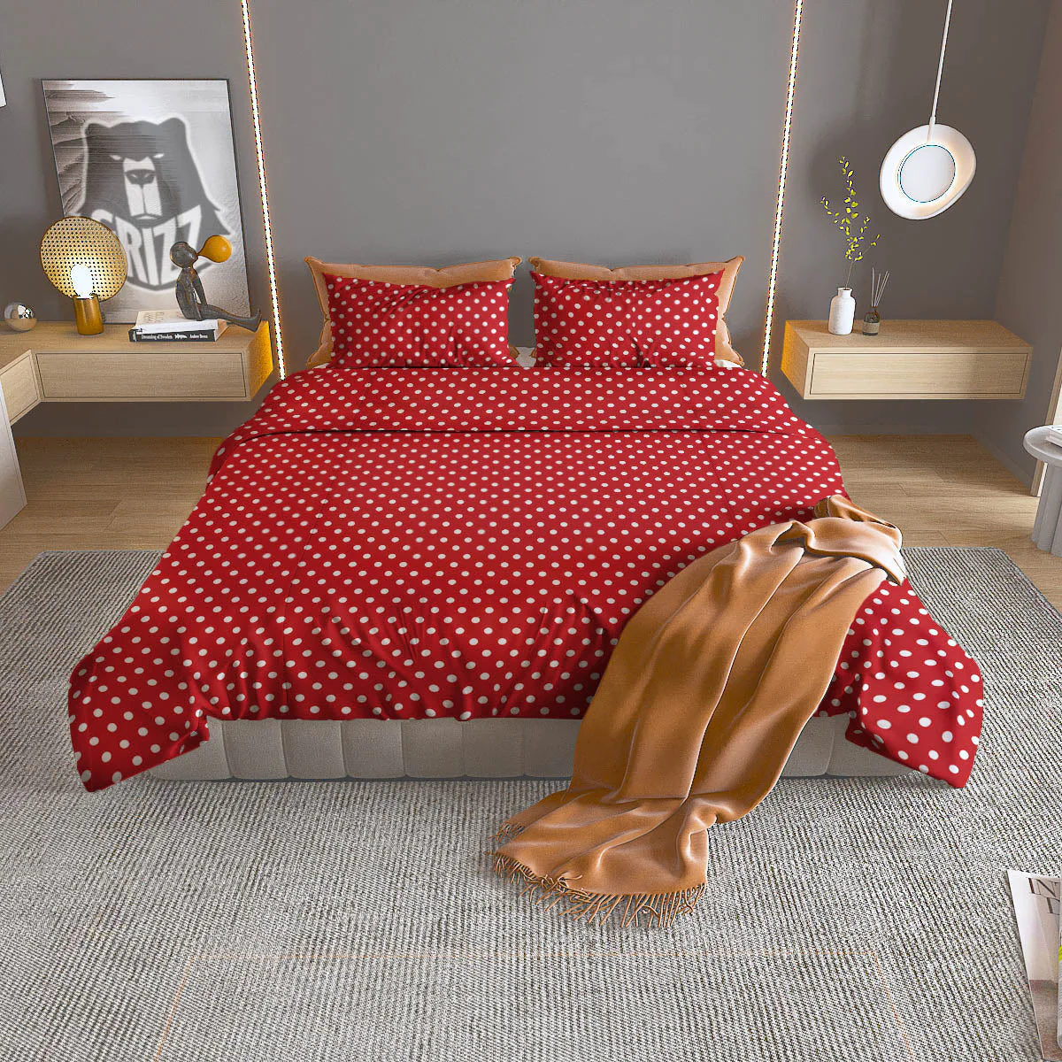 Polka Dot Christmas Print Pattern Duvet Cover Bedding Set