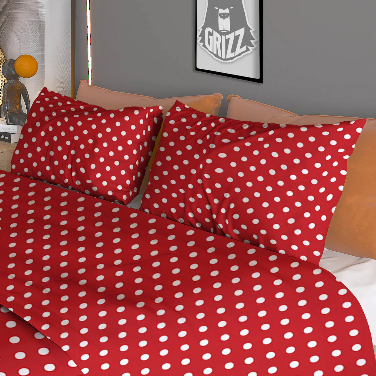 Polka Dot Christmas Print Pattern Duvet Cover Bedding Set - Image 3