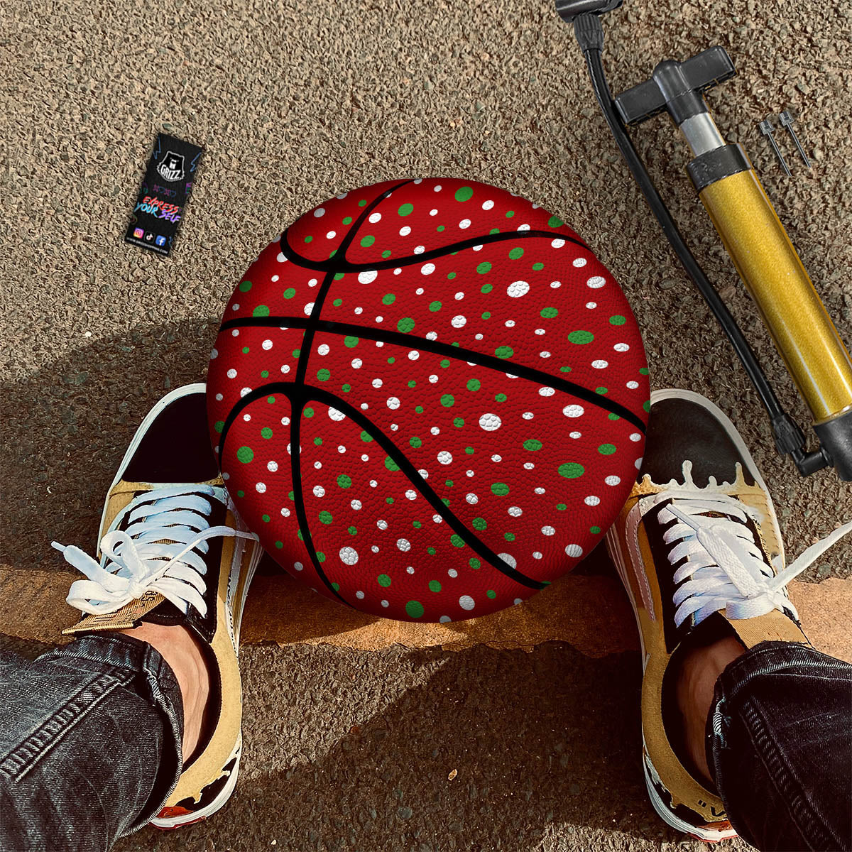 Polka Dot Christmas Style Print Pattern Basketball - Image 2