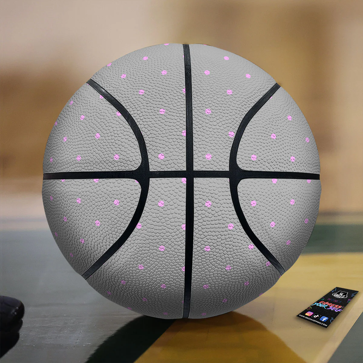 Polka Dot Grey And Pink Dot Print Pattern Basketball