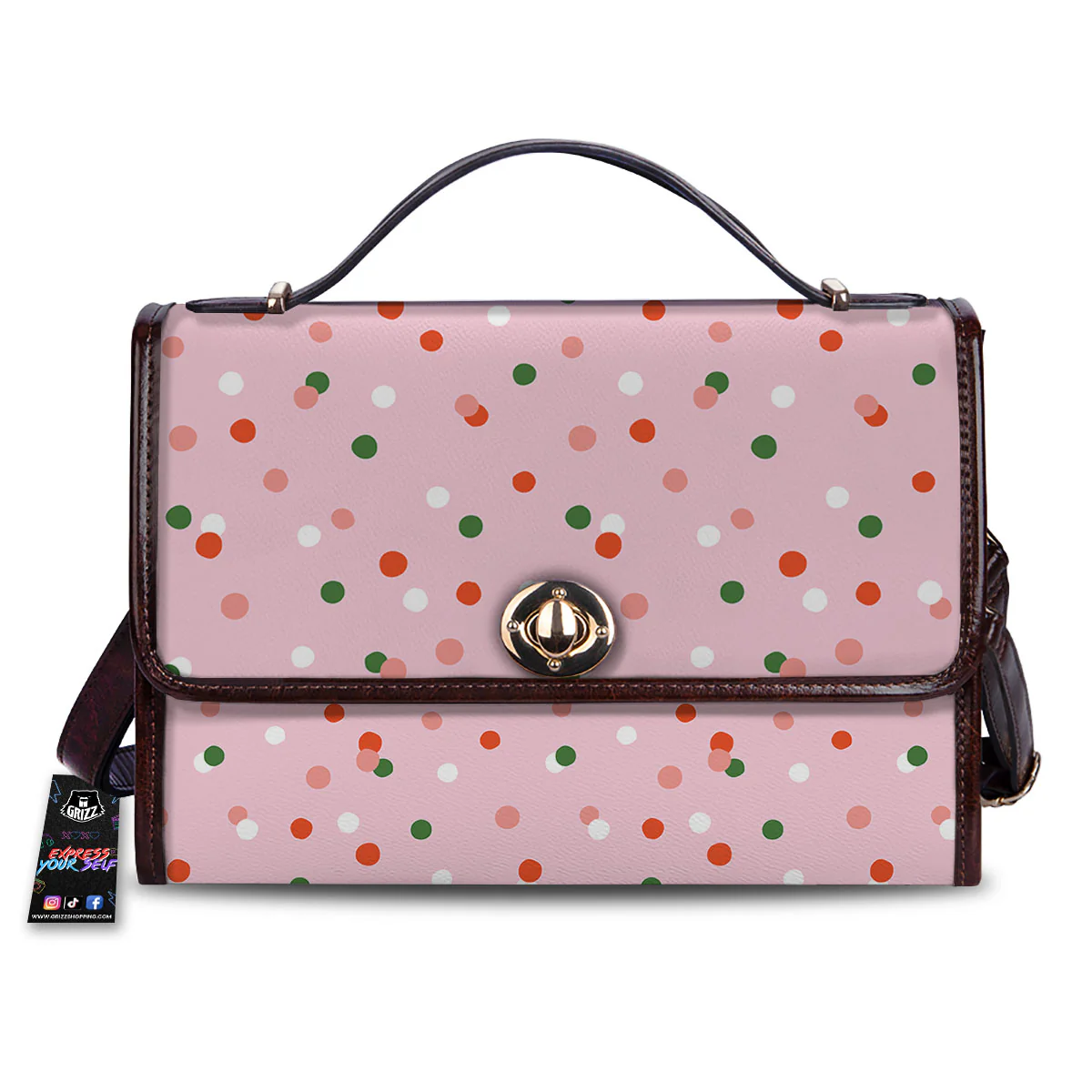 Polka Dot Merry Christmas Print Pattern Women's Satchel Bag