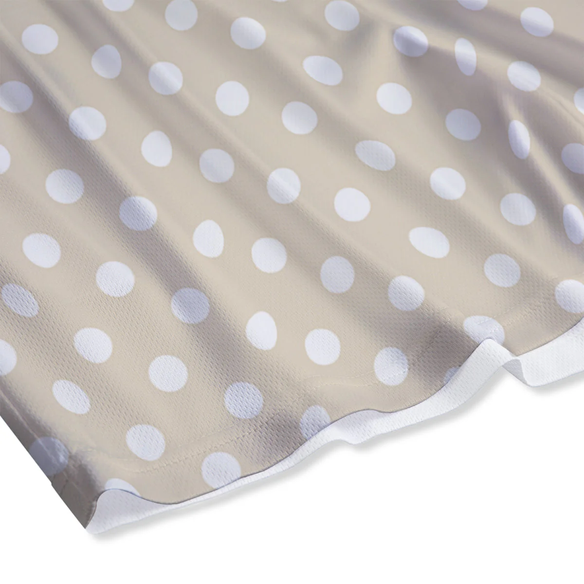 Polka Dot White And Beige Print Pattern Mesh Shorts - Image 4