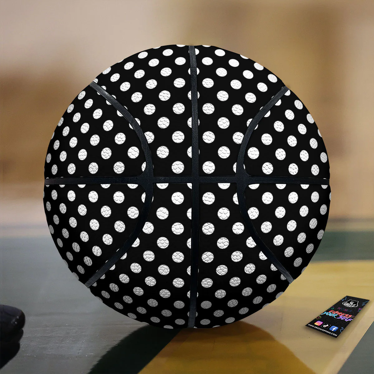 Polka Dot White And Black Style Print Pattern Basketball