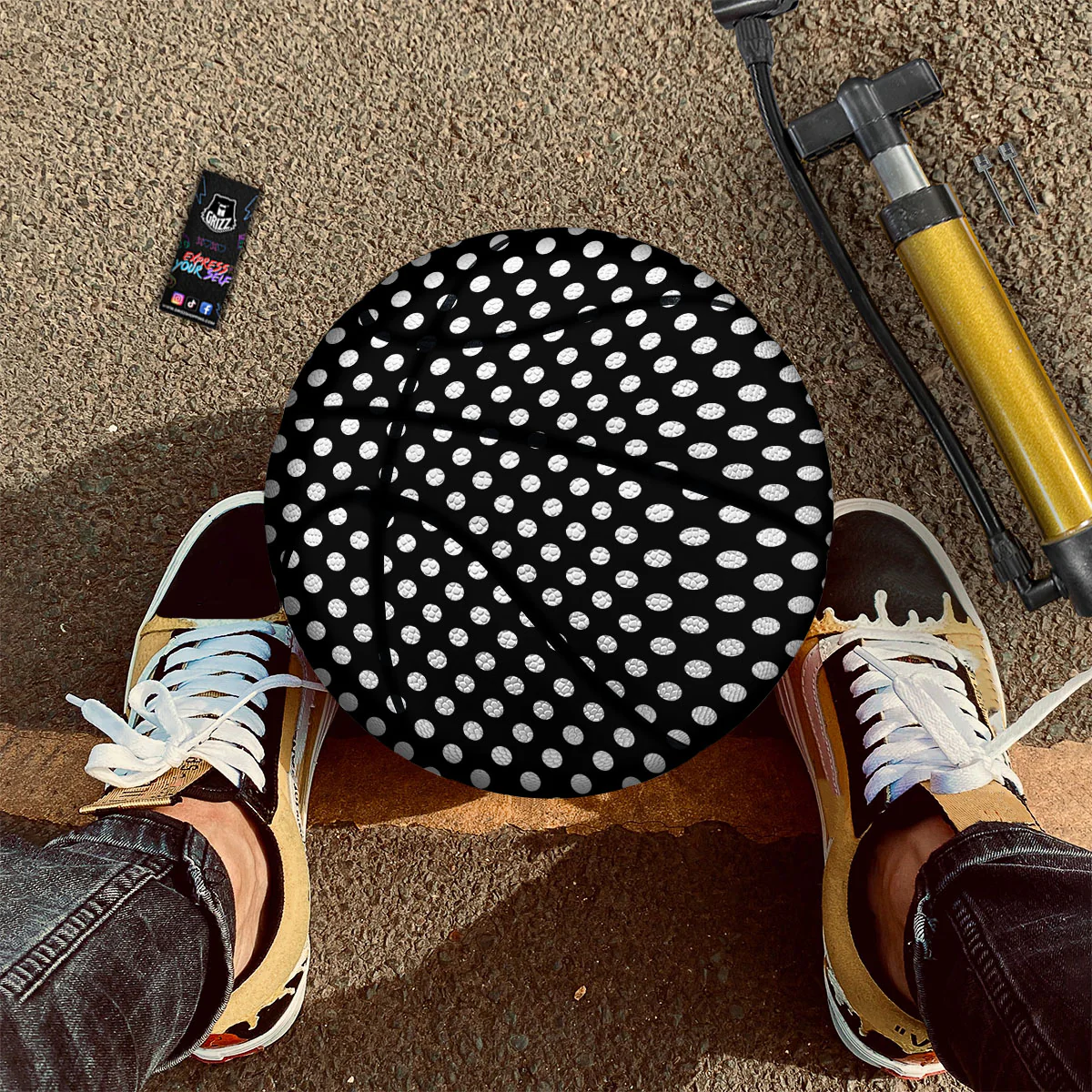 Polka Dot White And Black Style Print Pattern Basketball - Image 2