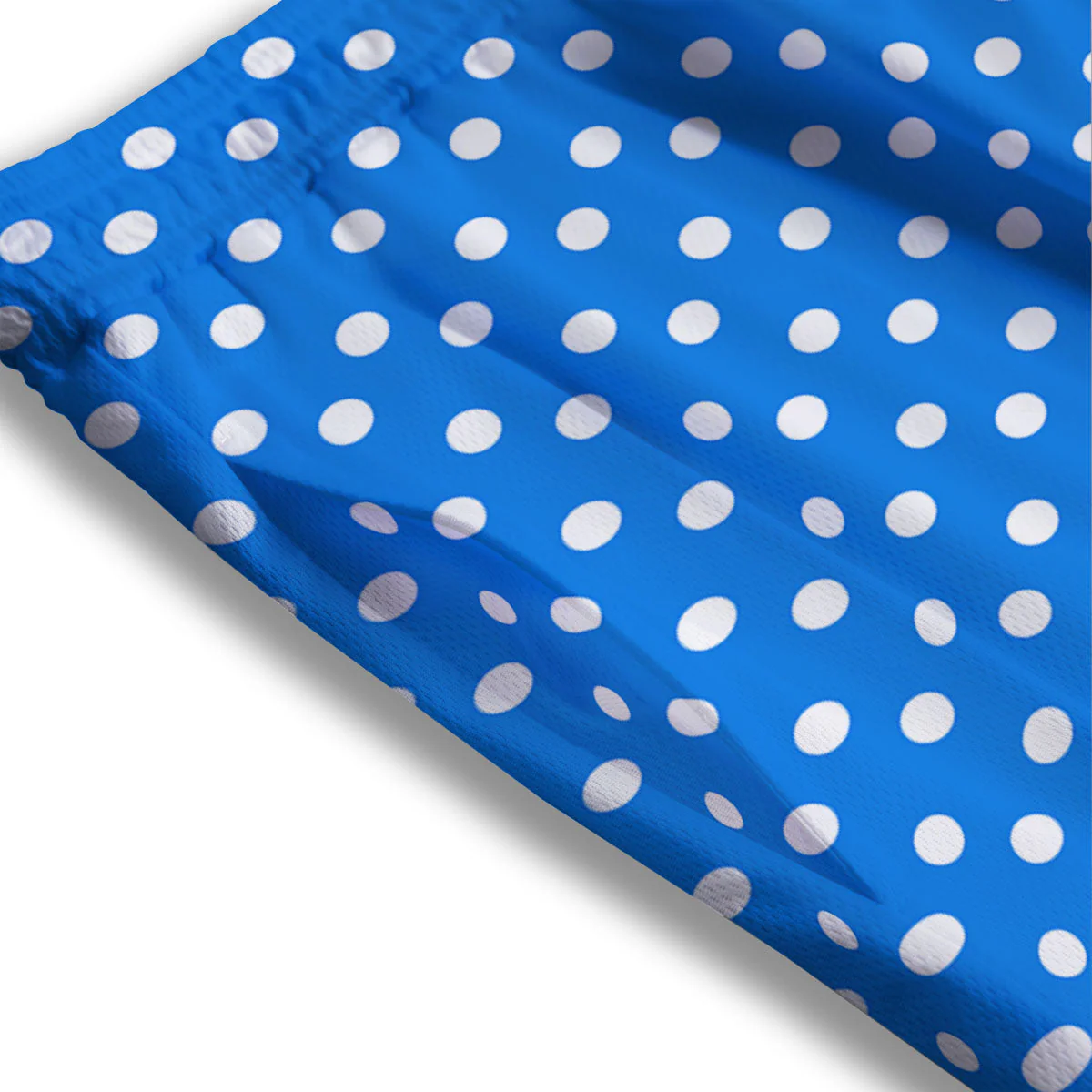 Polka Dot White And Blue Print Pattern Mesh Shorts - Image 3