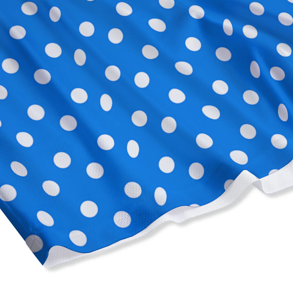 Polka Dot White And Blue Print Pattern Mesh Shorts - Image 4