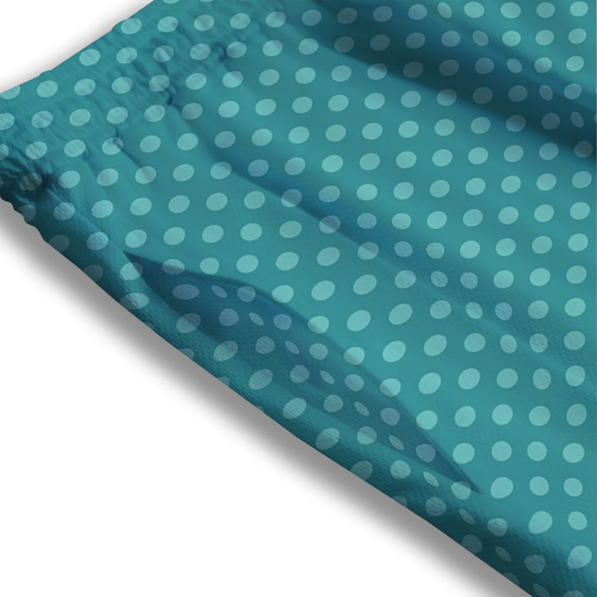 Polka Dot White And Cyan Print Pattern Mesh Shorts - Image 3