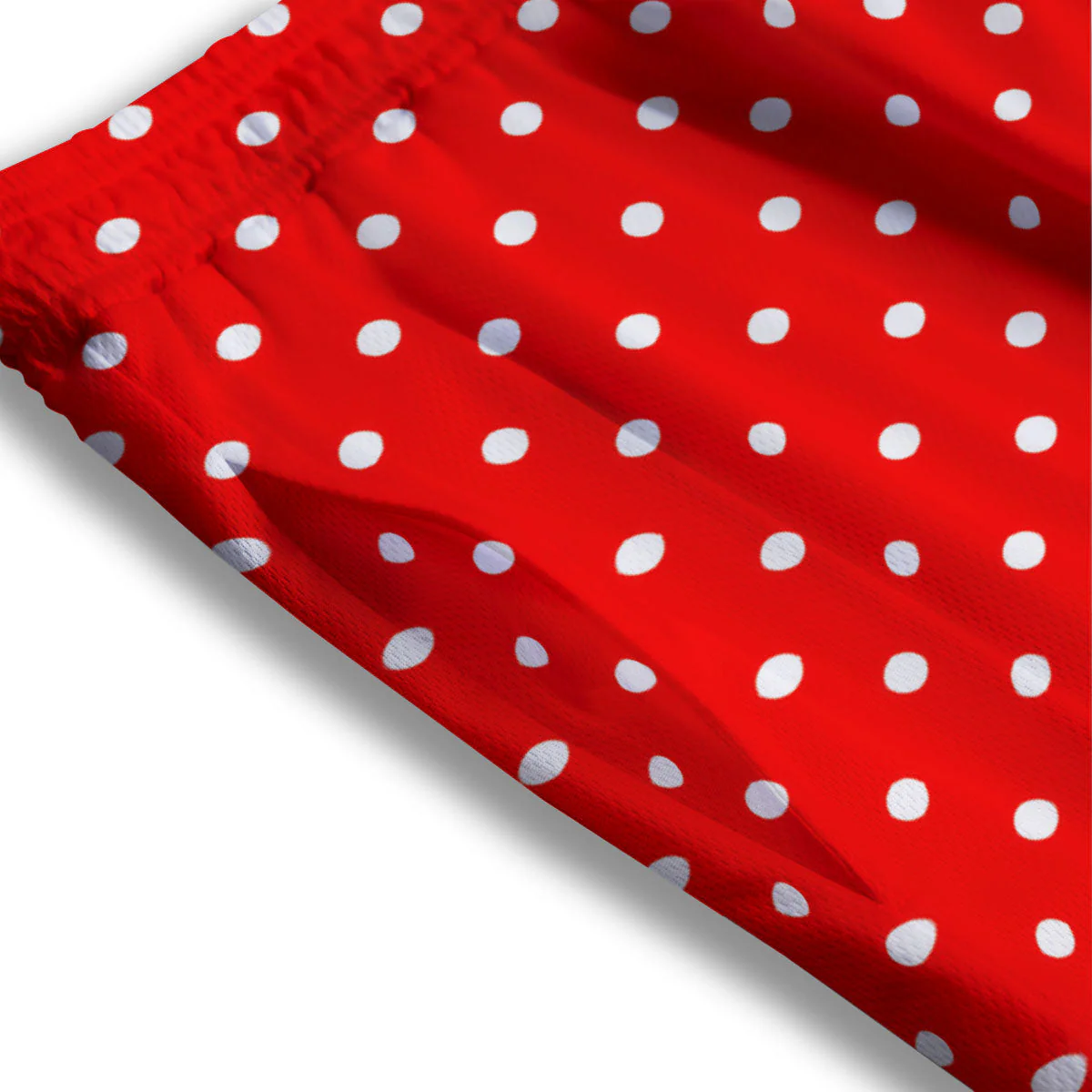 Polka Dot White And Red Print Mesh Shorts - Image 3
