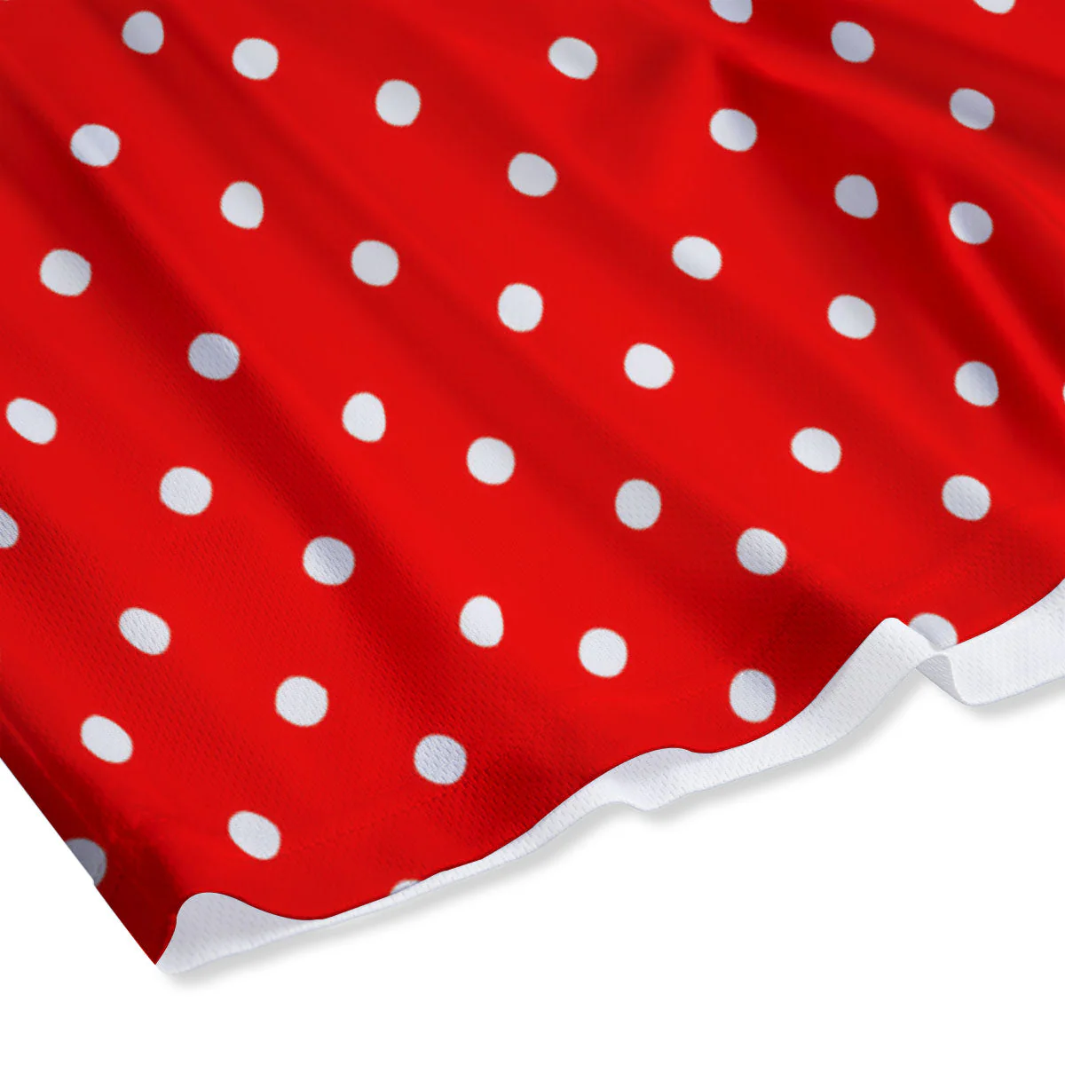 Polka Dot White And Red Print Mesh Shorts - Image 4
