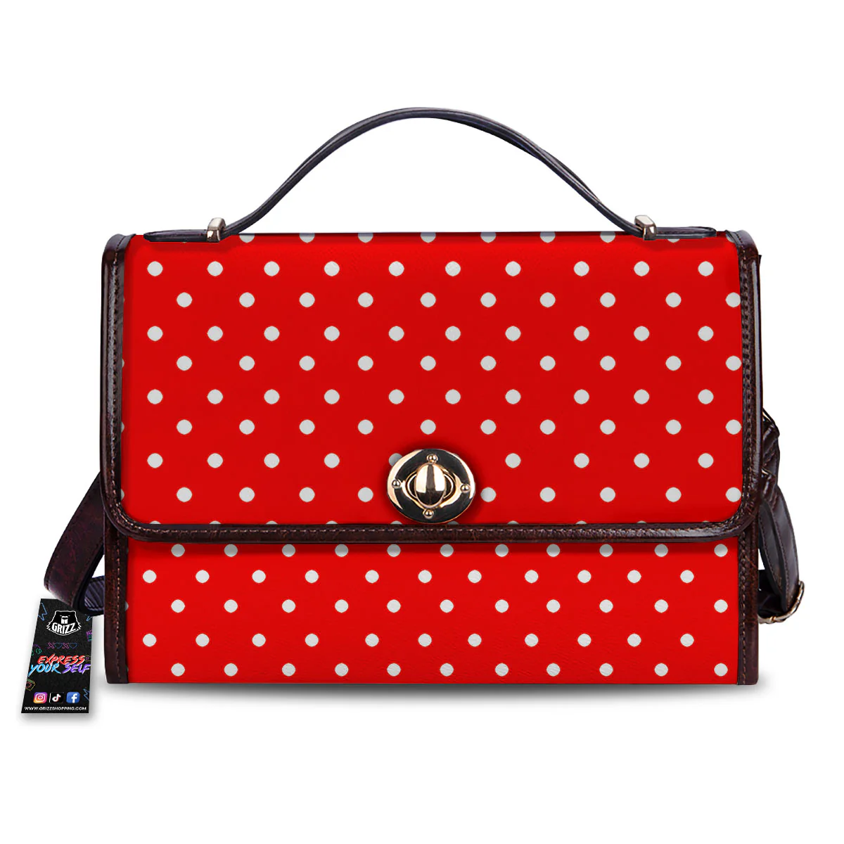Polka Dot White And Red Print Women's Satchel Bag