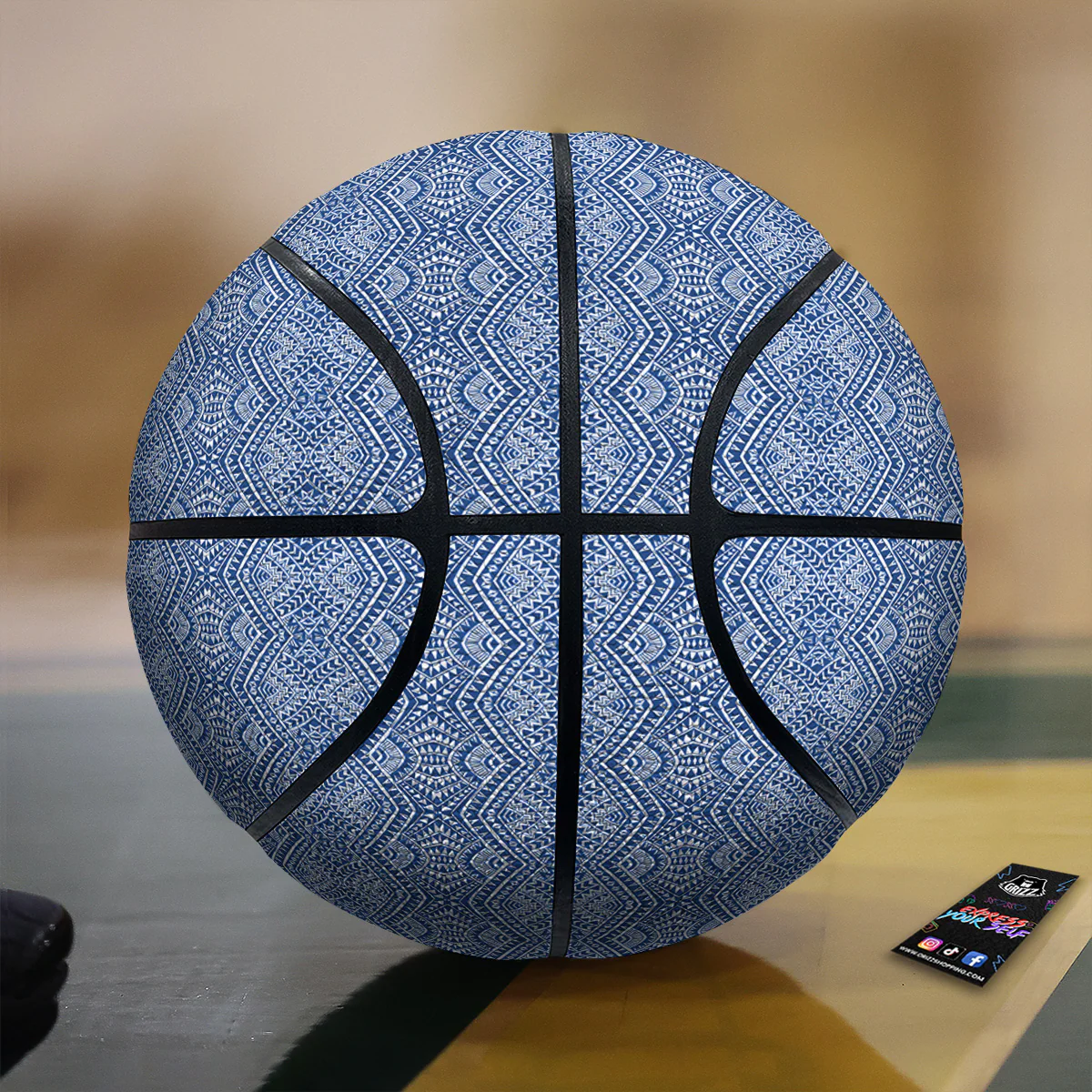 Polynesian Tribal Blue Maori Print Basketball