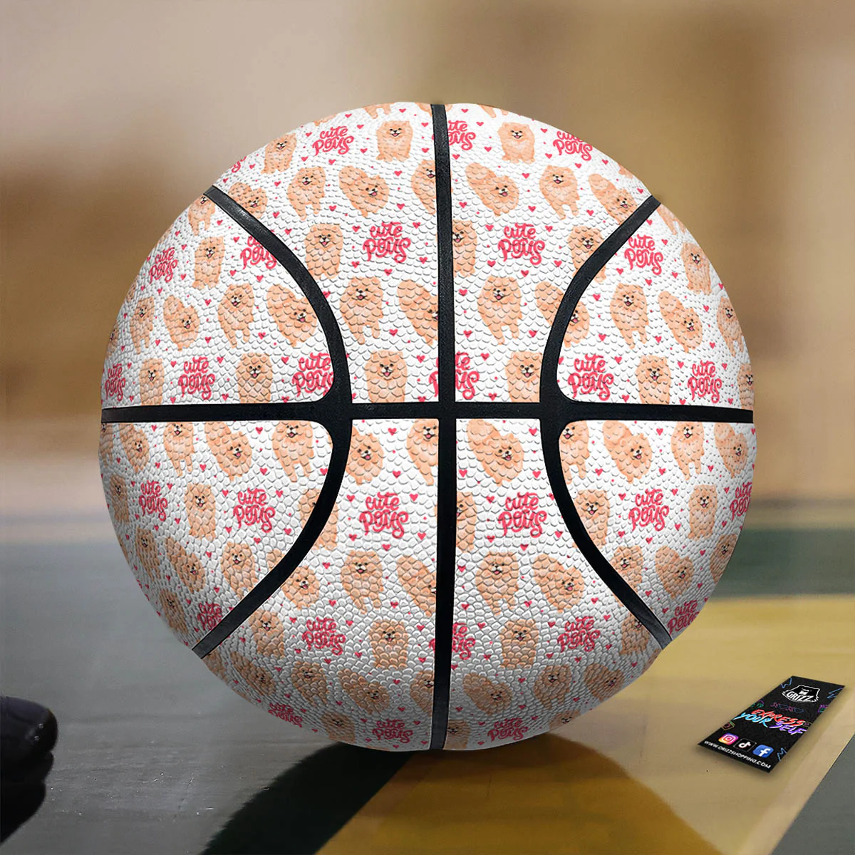 Pomeranian Cartoon Print Pattern Basketball