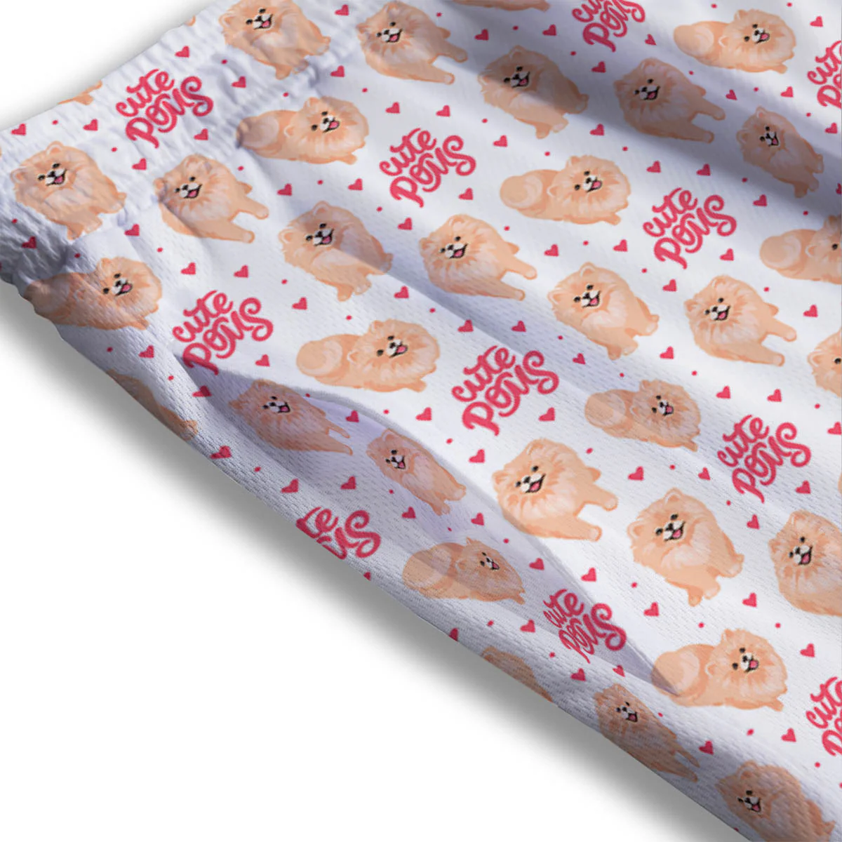 Pomeranian Cartoon Print Pattern Mesh Shorts - Image 3