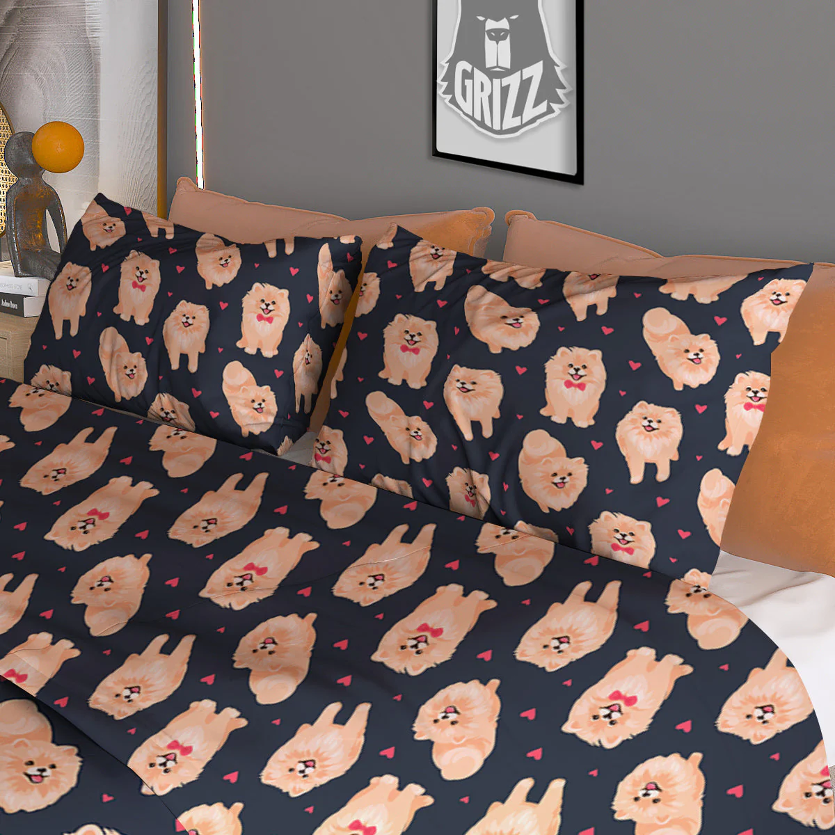 Pomeranian Cute Print Pattern Duvet Cover Bedding Set - Image 3
