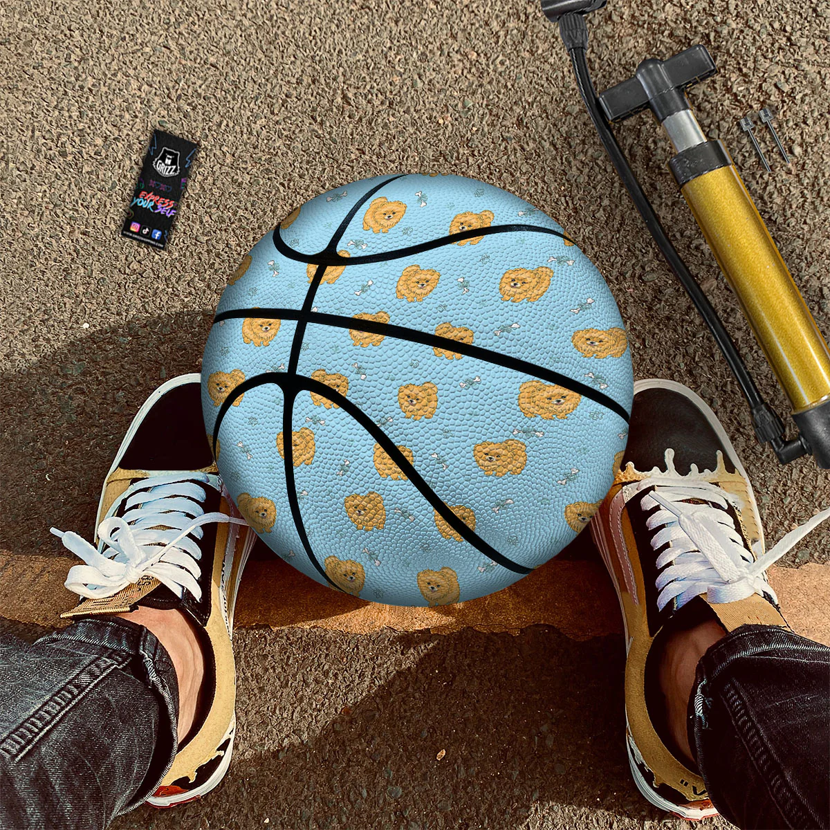 Pomeranian Little Print Pattern Basketball - Image 2