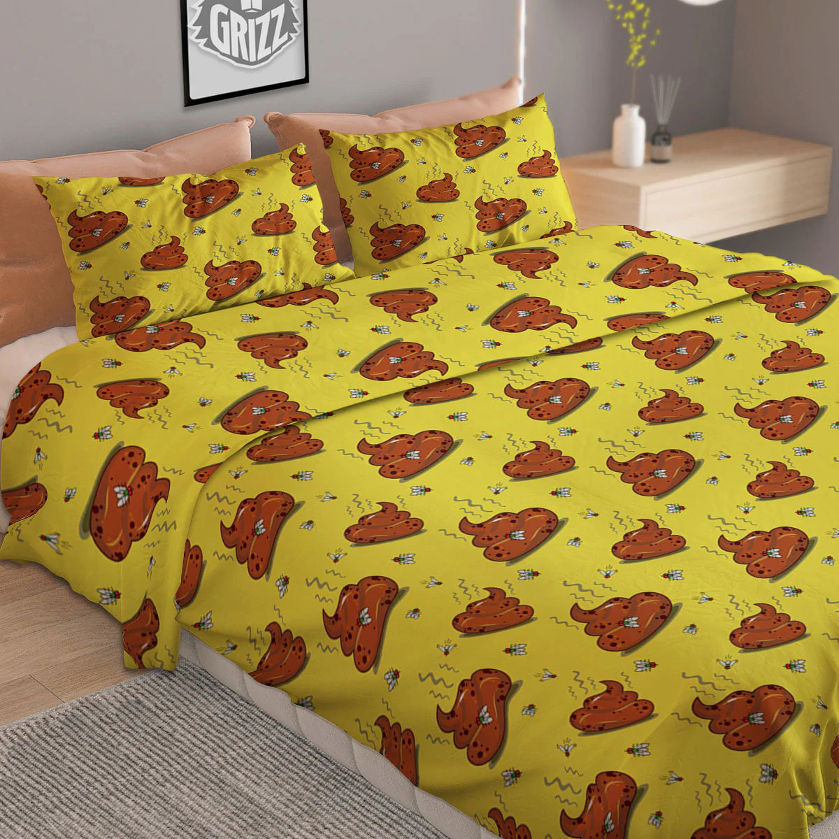 Poop Brown Print Pattern Duvet Cover Bedding Set - Image 2