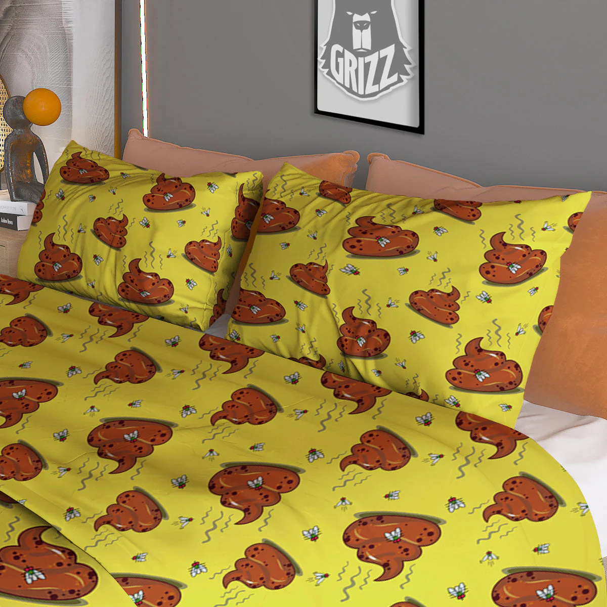 Poop Brown Print Pattern Duvet Cover Bedding Set - Image 3