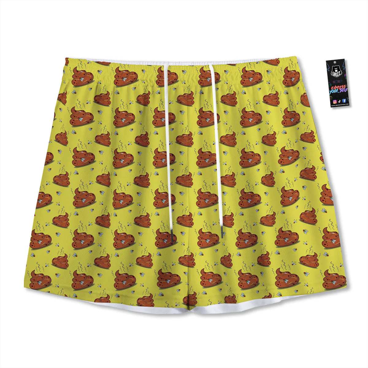 Poop Brown Print Pattern Mesh Shorts