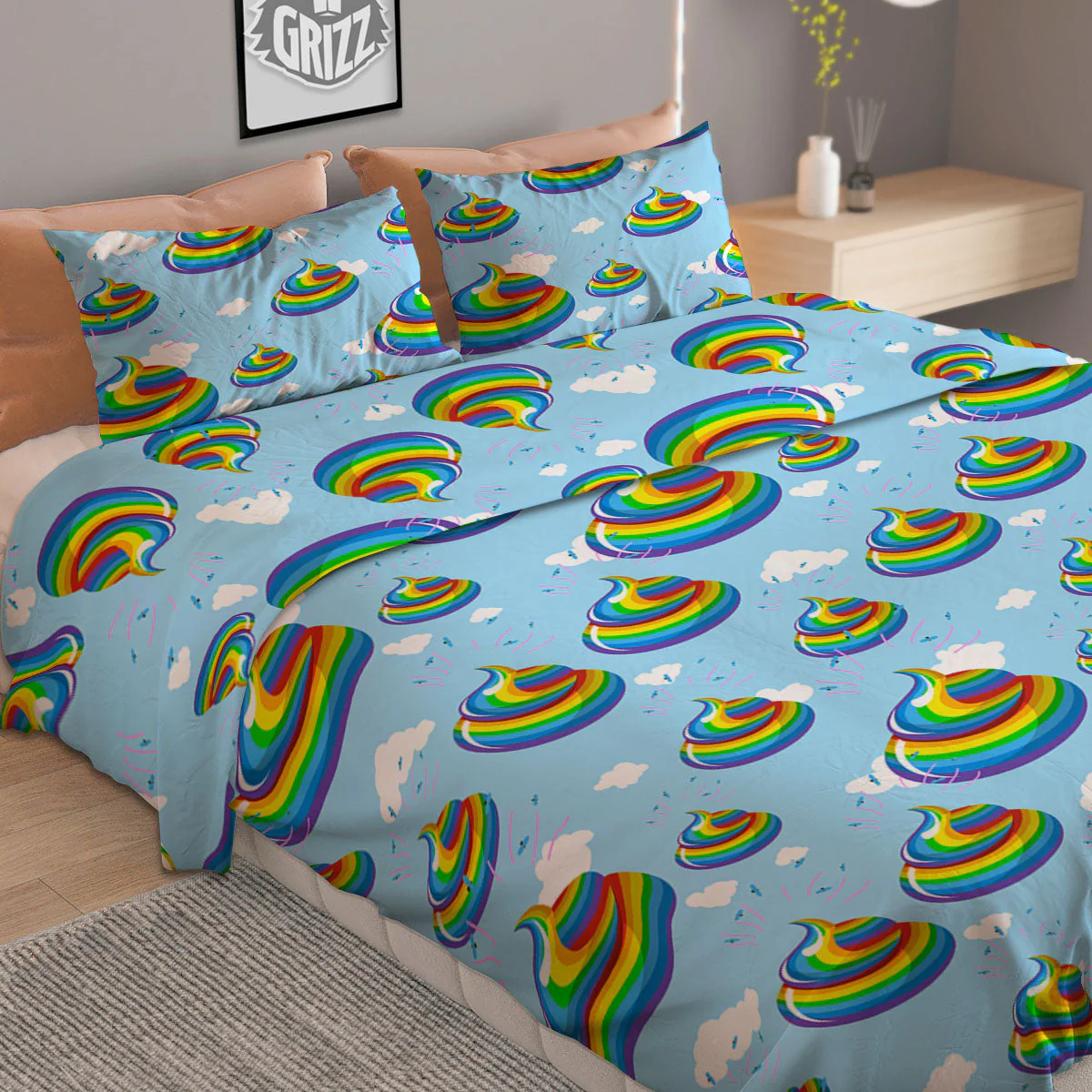 Poop Rainbow Print Pattern Duvet Cover Bedding Set - Image 2