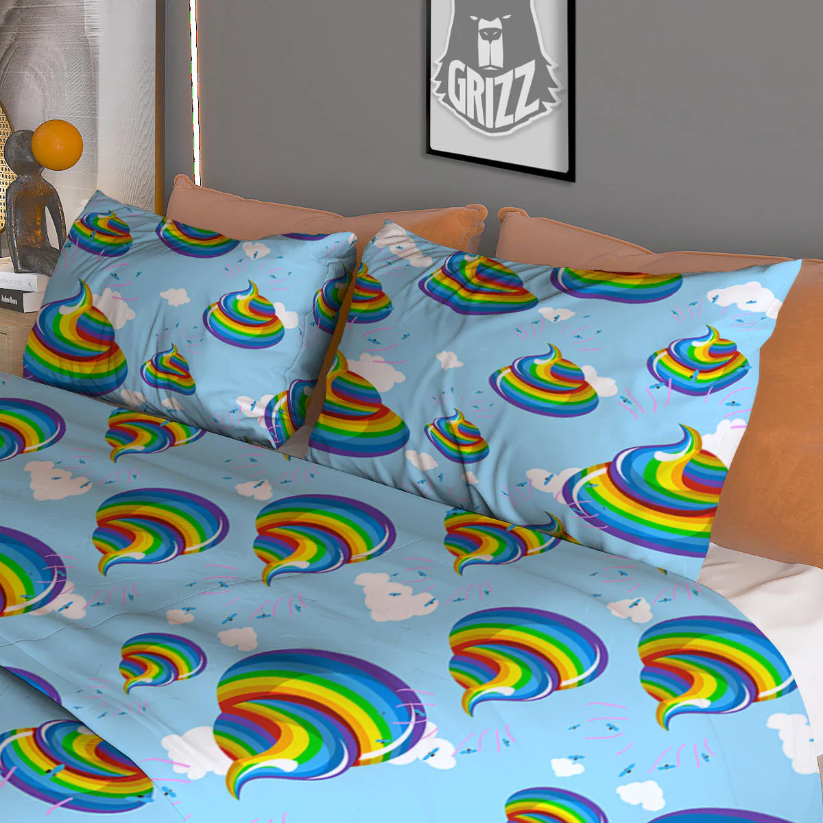 Poop Rainbow Print Pattern Duvet Cover Bedding Set - Image 3
