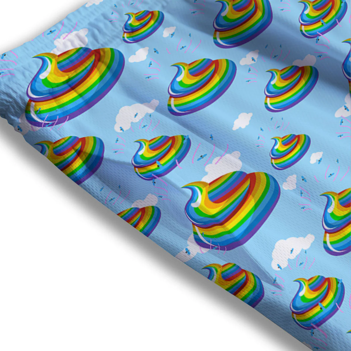 Poop Rainbow Print Pattern Mesh Shorts - Image 3