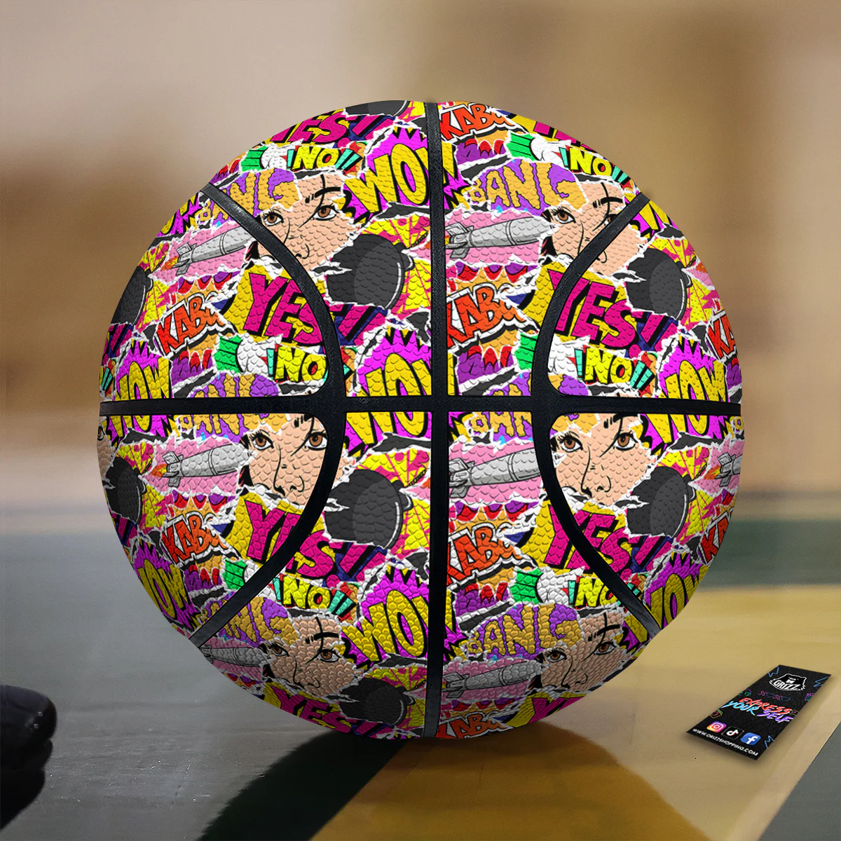 Pop Art Comics Print Pattern Basketball
