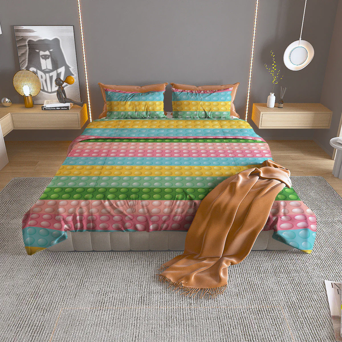 Pop It Pastel Color Print Pattern Duvet Cover Bedding Set