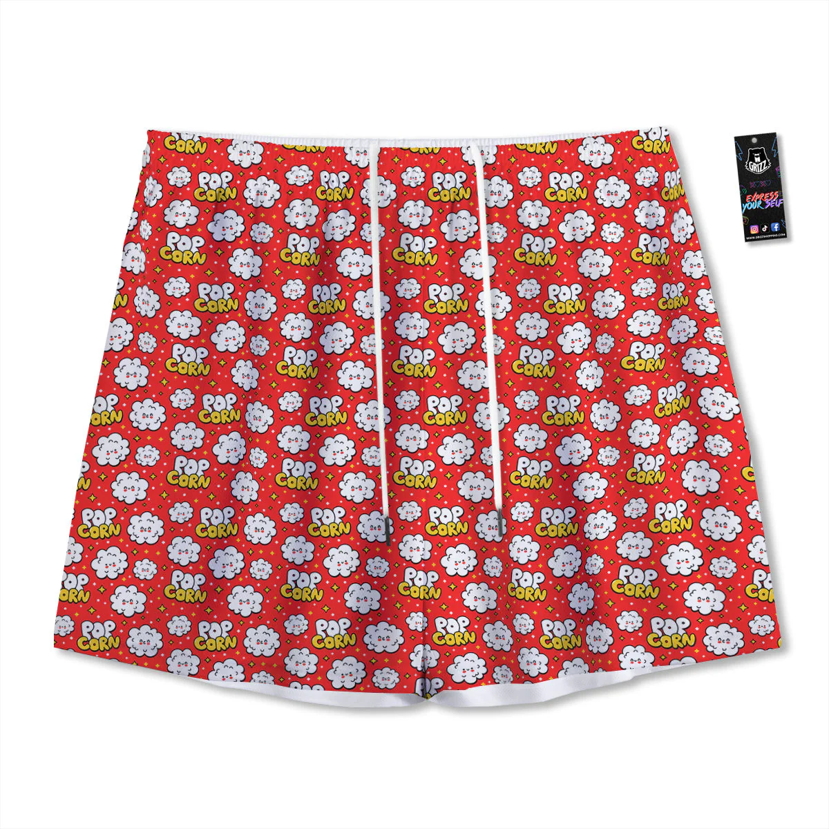 Popcorn Cute Print Pattern Mesh Shorts