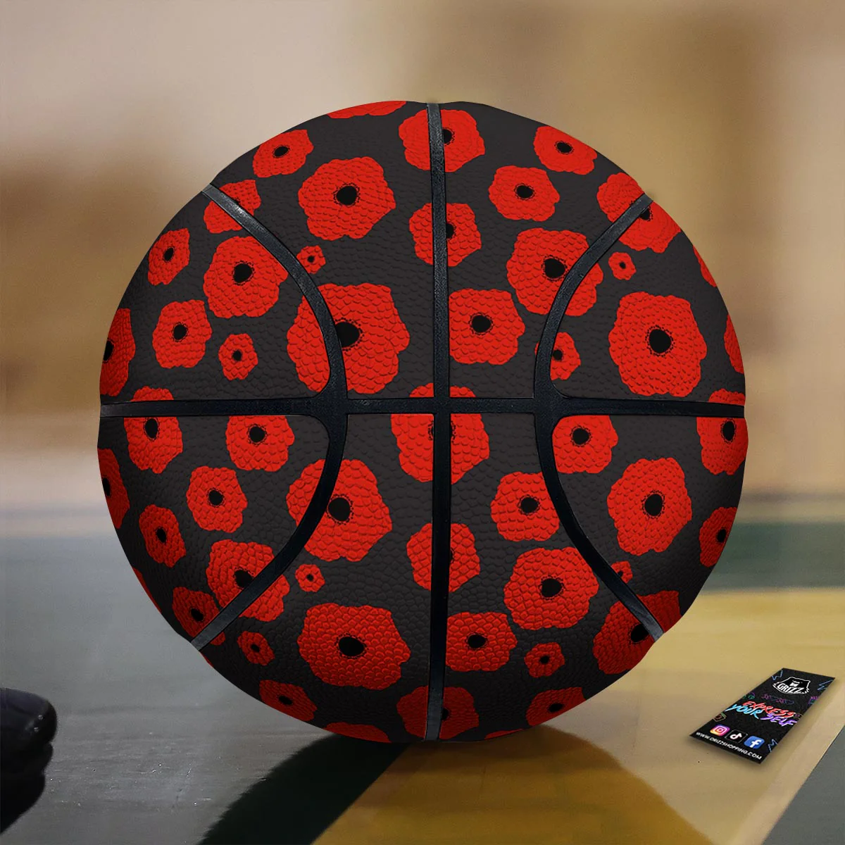 Poppy Red Print Pattern Basketball
