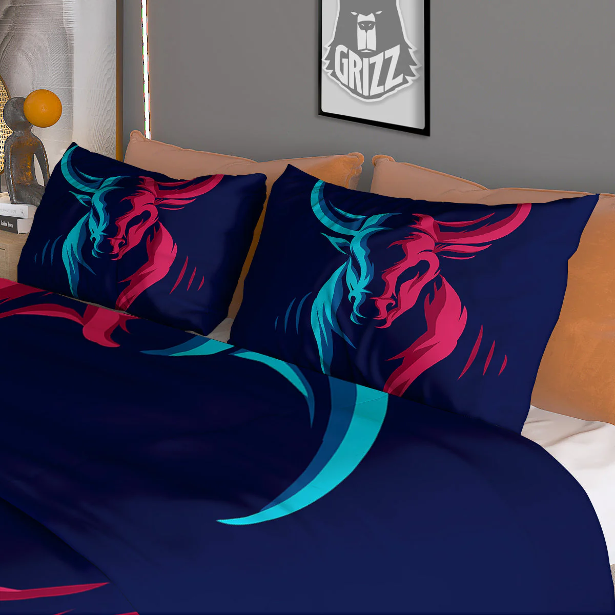 Portrait Bull Print Duvet Cover Bedding Set - Image 3
