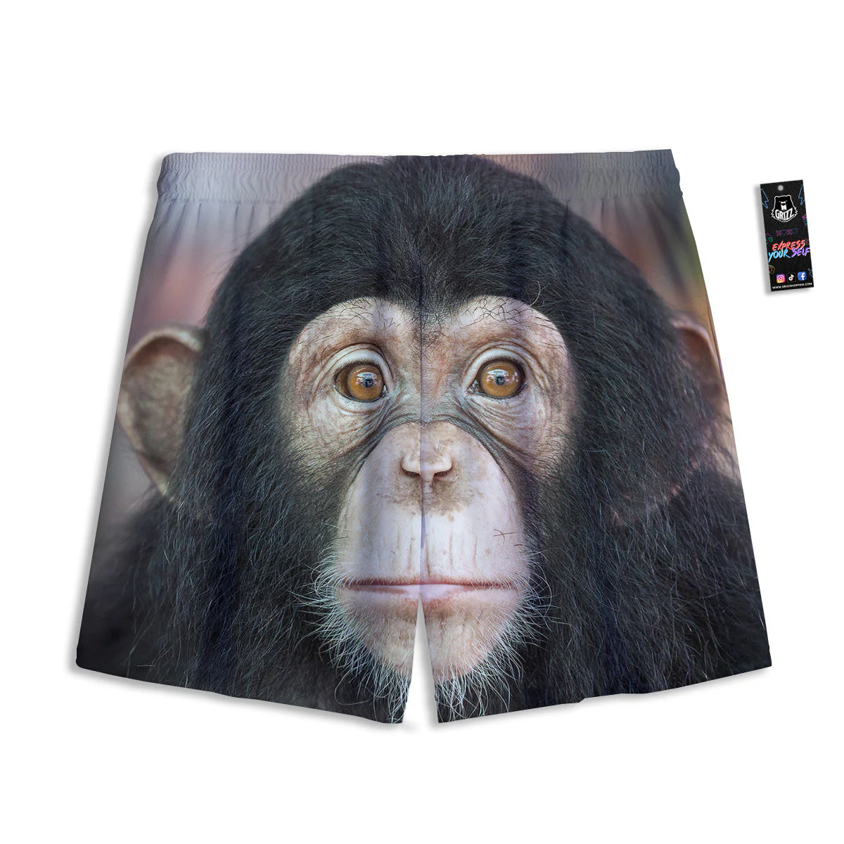 Portrait Chimpanzee Print Mesh Shorts - Image 2