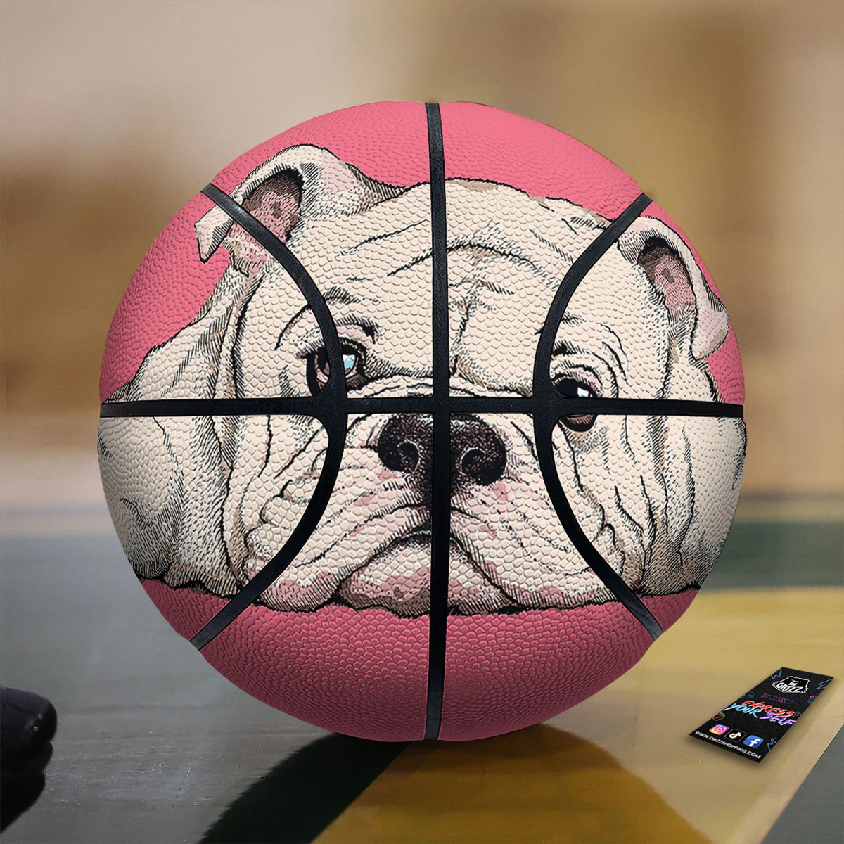 Portrait English Bulldog Print Basketball