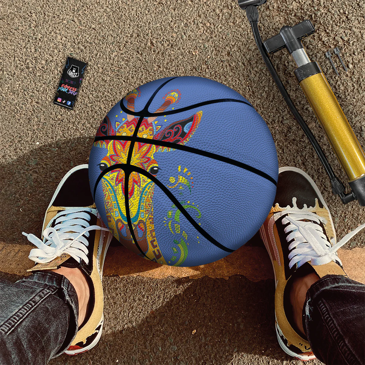 Portrait Giraffe Colorful Print Basketball - Image 3