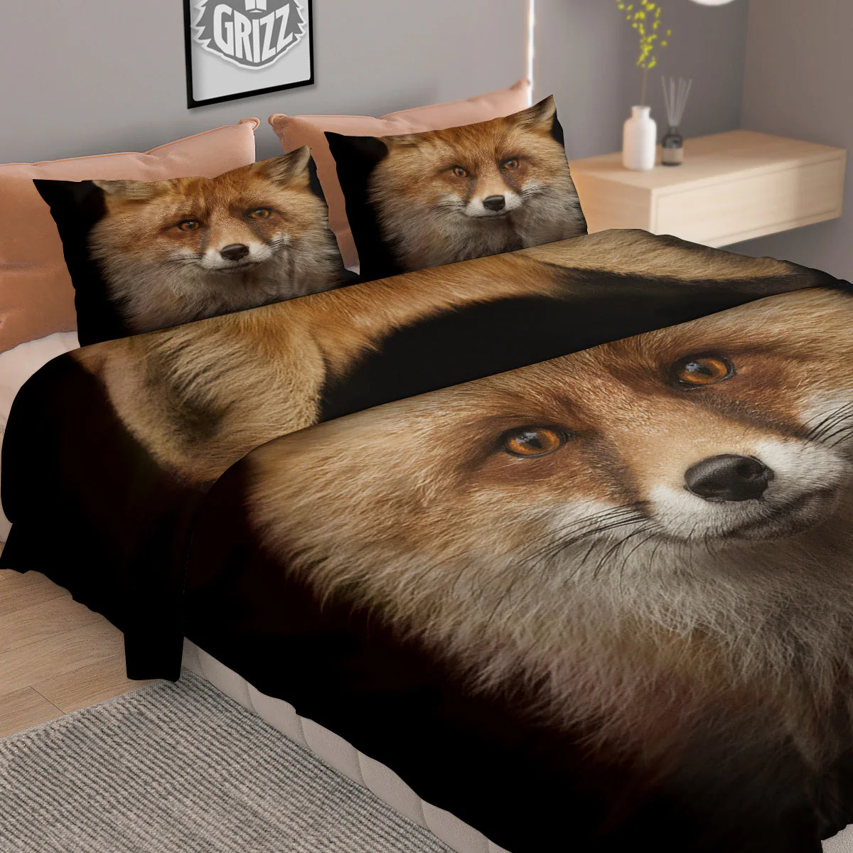 Portrait Head Fox Print Duvet Cover Bedding Set - Image 2