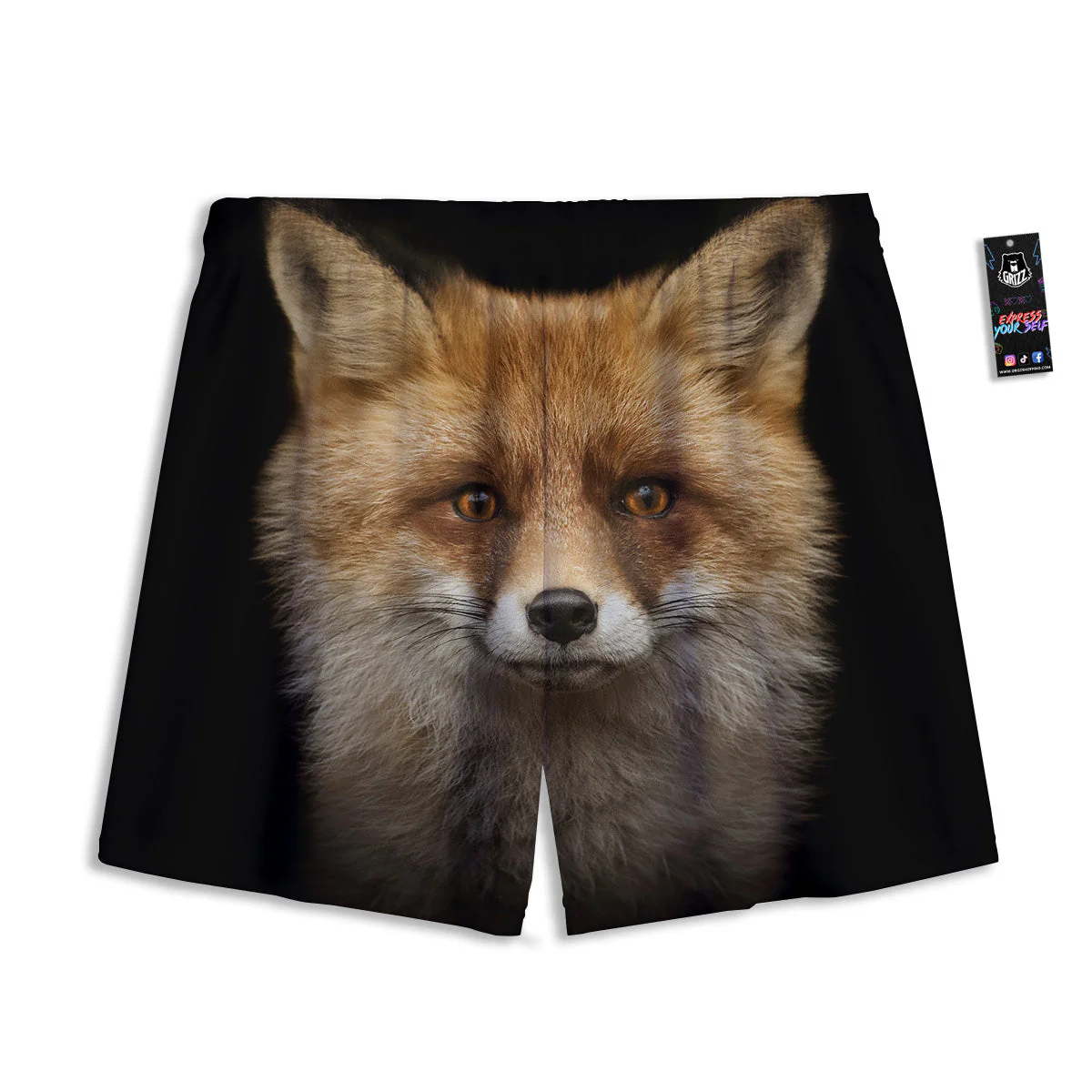 Portrait Head Fox Print Mesh Shorts - Image 2
